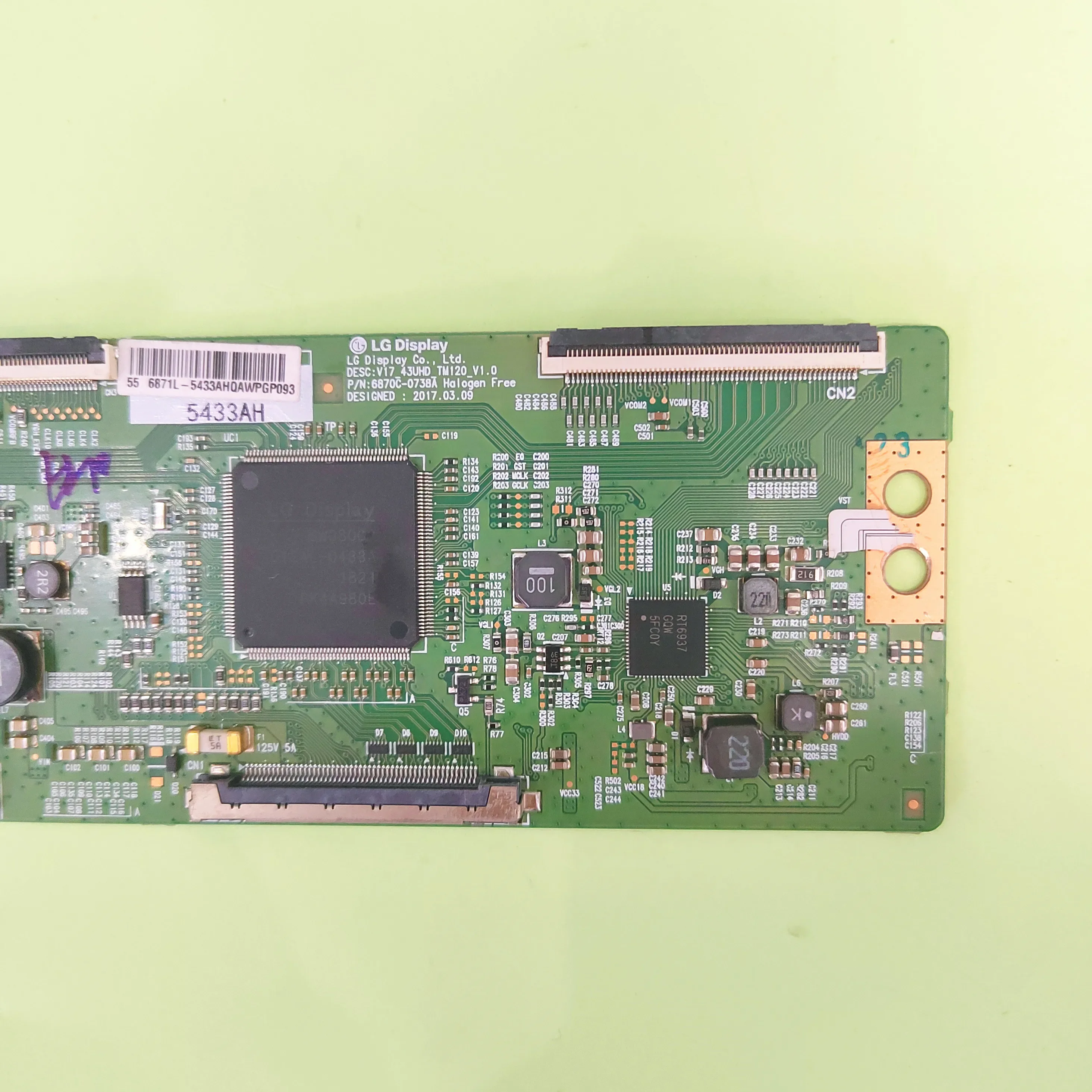 Placa t-con Original 6870C-0738A 6871L-5433A 5433AH, la placa lógica es para 55U5A 55R83 55TFH5510 Di55x6500 55RH1 55PUT6002, piezas de TV