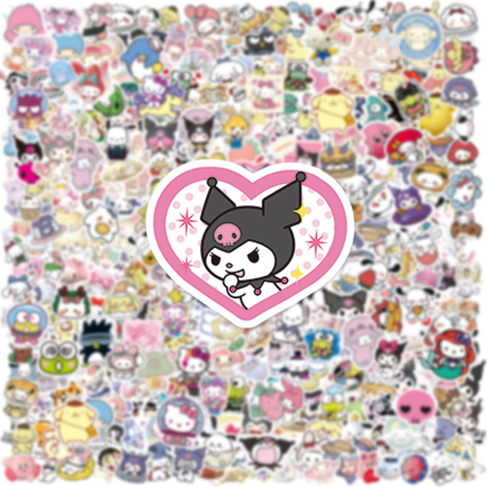 100/200/300 pçs kawaii sanrio kuromi adesivos olá kitty minha melodia diy portátil diário bonito dos desenhos animados decalques adesivos à prova dwaterproof água