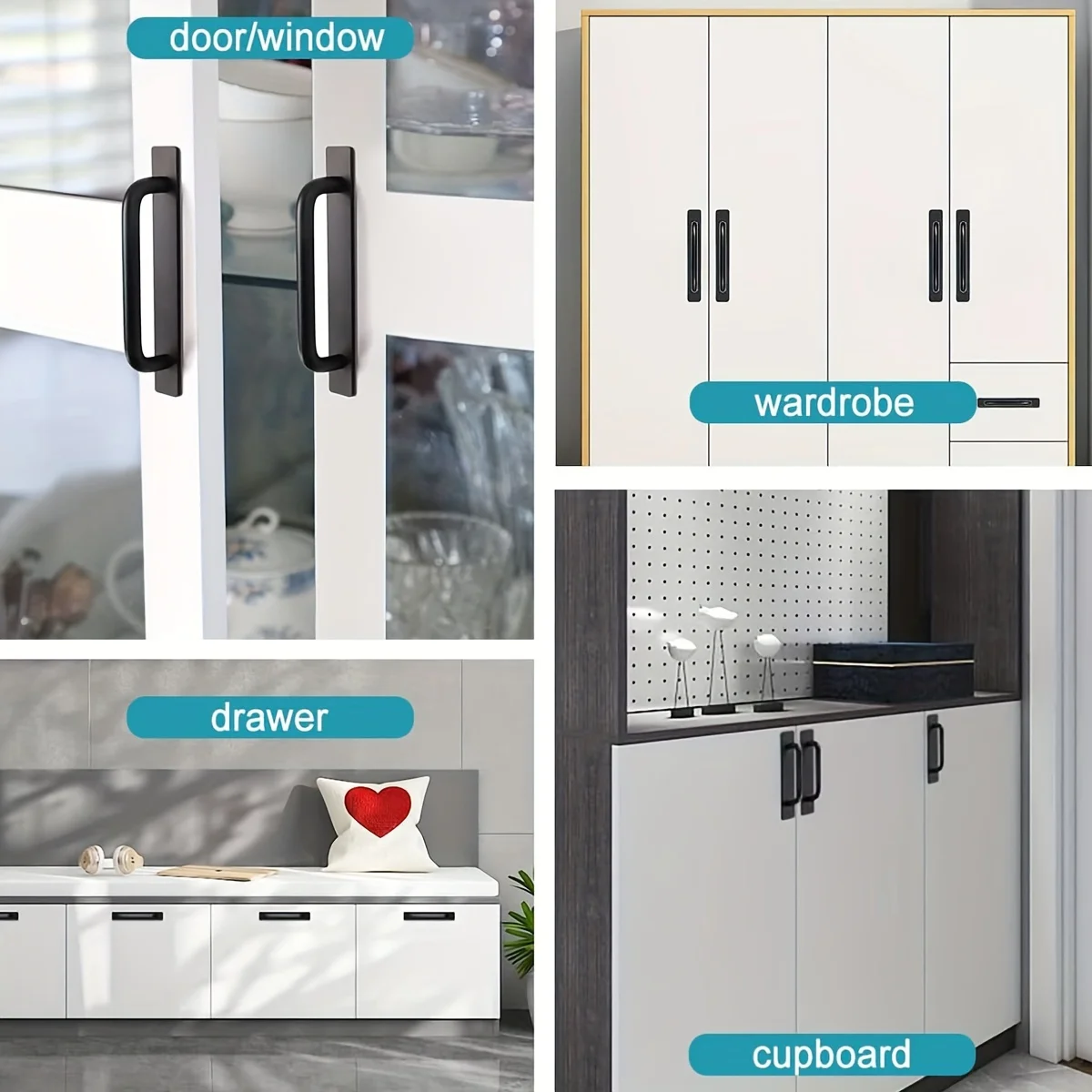 Self-Stick Instant Cabinet Drawer Handles Pulls - 5.8 inch Stainless Steel Adhesive Door Handles, No Drilling Design