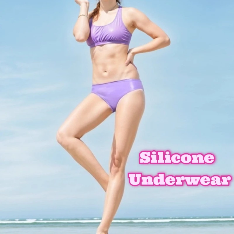 Calção de banho de silicone sem costura calcinha de cintura baixa feminino anti constrangimento sem mostrar roupa interior respirável confortável briefs novo
