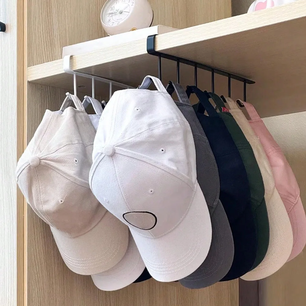 ติดผนังหมวกOrganizer,เหล็กแขวน 6 ตะขอ,แบบพกพาMulti-Functionalแขวน,เหนือประตูชั้นวางหมวก,