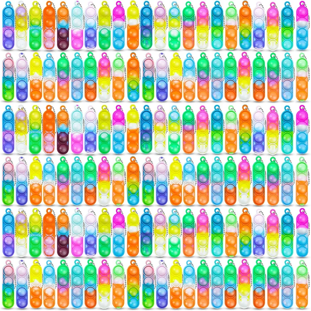 30pcs Mini POP พวงกุญแจ Fidget ของเล่น PUSH POP จํานวนมากพวงกุญแจ PARTY Favors สําหรับเด็ก POP Bubble ของเล่นแพ็คเด็กผู้หญิงผู้ใหญ่