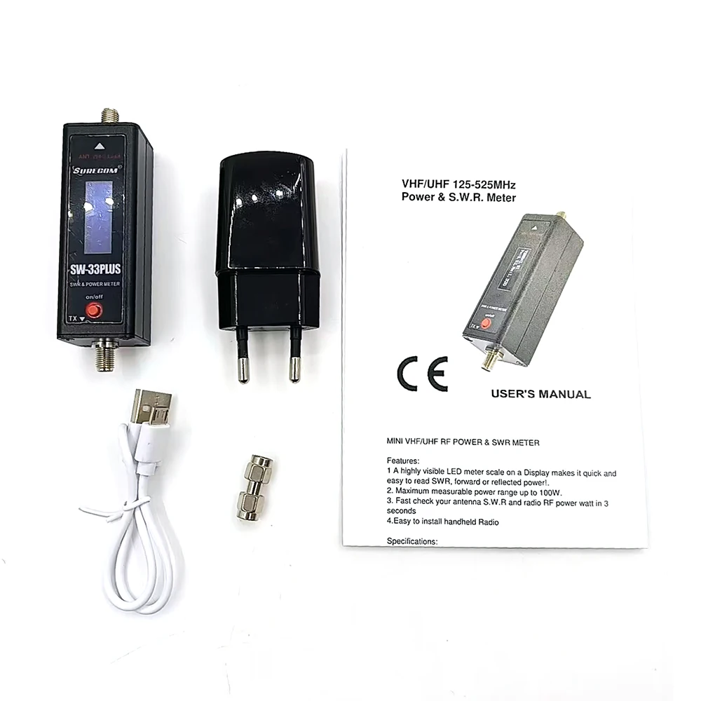 SURECOM-SW-33Plus VHF/UHF, 100W, banda Dual, 125-525MHz, para Walkie Talkie analógico, Mini medidor de potencia y S.W.R