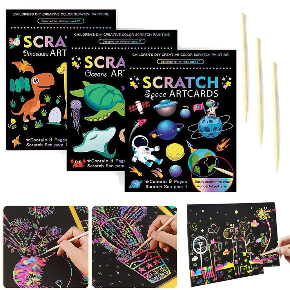 Радужный волшебный набор скретч-бумаги для детей, художественная игрушка для рисования, детская книга с граффити «сделай сам», развивающие игрушки Монтессори