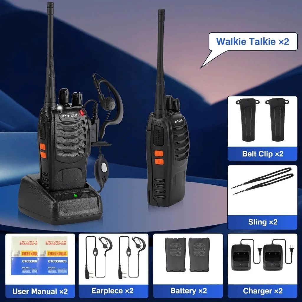 Kit 2 Rádio Comunicador Walk Talk Baofeng 777s com 16 Canais Alcance de 12Km