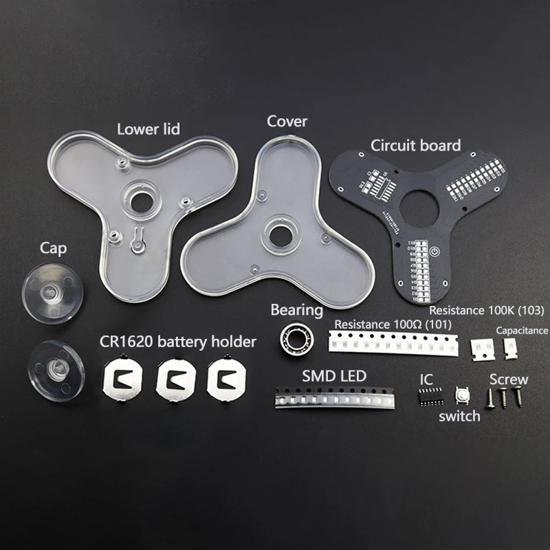 DIY อิเล็กทรอนิกส์ Top Kit LED ปลายนิ้ว Gyro ผลิต DIY ชุดสนุก Top เชื่อมส่วนประกอบอิเล็กทรอนิกส์ Circuit Board Kit