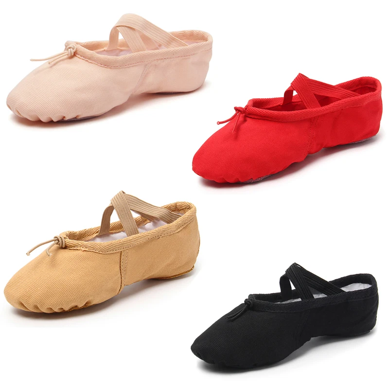 Płaskie dziewczęce buty baletowe płócienne czarne różowe baleriny siłownia praktyka jogi buty do tańca dzieci kobieta taniec SliWoman kapcie do tańca