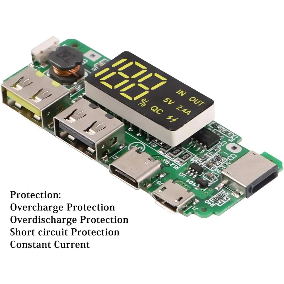 2 pezzi 18650 caricabatteria al litio 5V 2.4A doppio circuito USB modulo display LCD digitale con sovraccarico sovraccarico corto