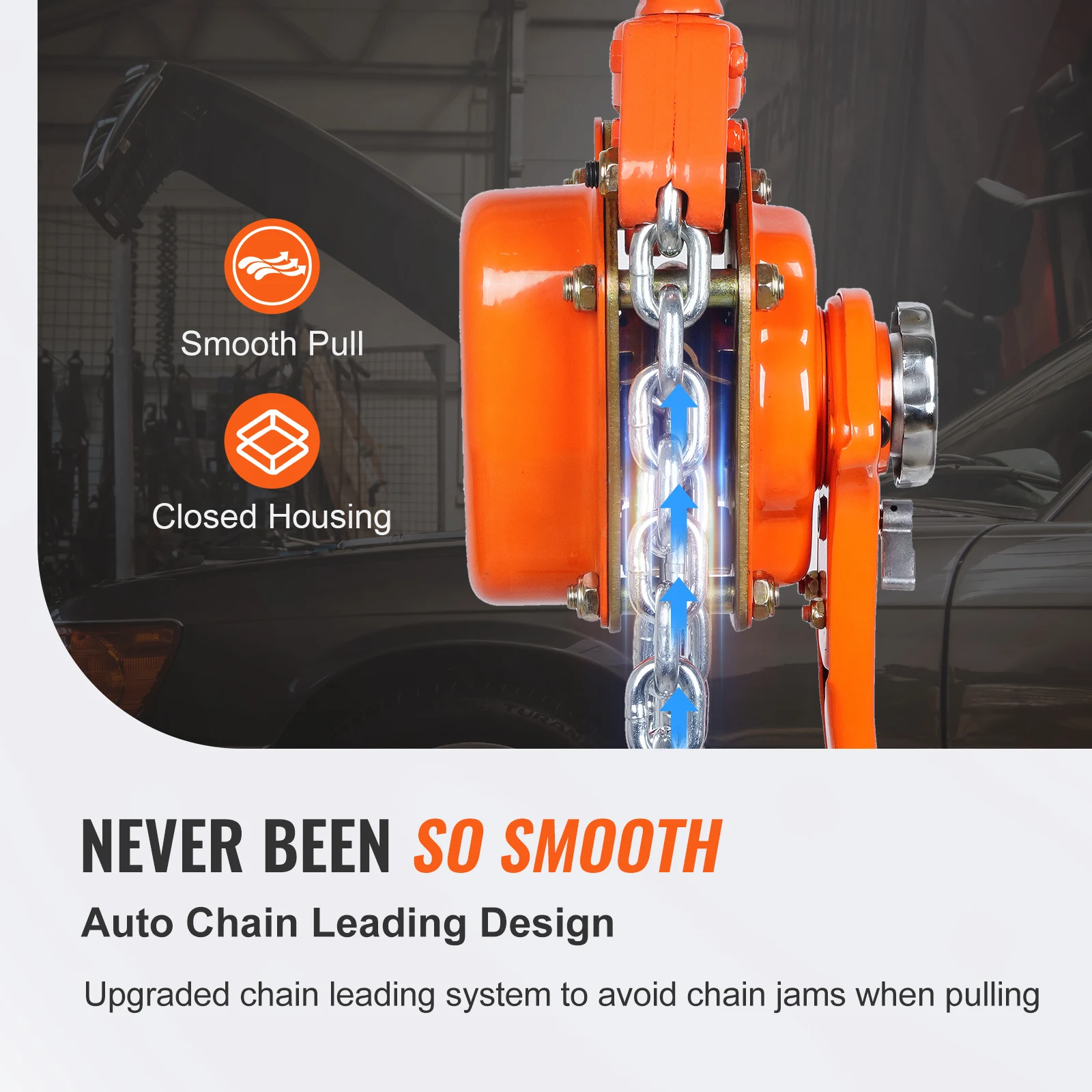 SucceBuy Manual Lever Chain Hoist G80 Galvanized Carbon Steel with Double-Pawl Brake Auto Chain Leading & 360° Rotation Hook
