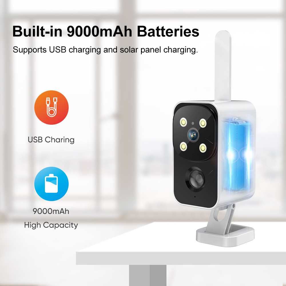 Ubox 4G/WiFi Solar Security Battery Camera 4MP Wireless Outdoor Battery Powered Cameras Color Night Vision PIR Human Motion Cam