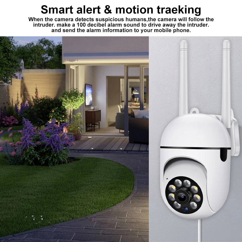 Cámara IP Wifi, cámaras de vigilancia de seguridad para exteriores de 2MP, seguimiento humano AI, Audio bidireccional, Zoom Digital 4X, visión nocturna a todo Color