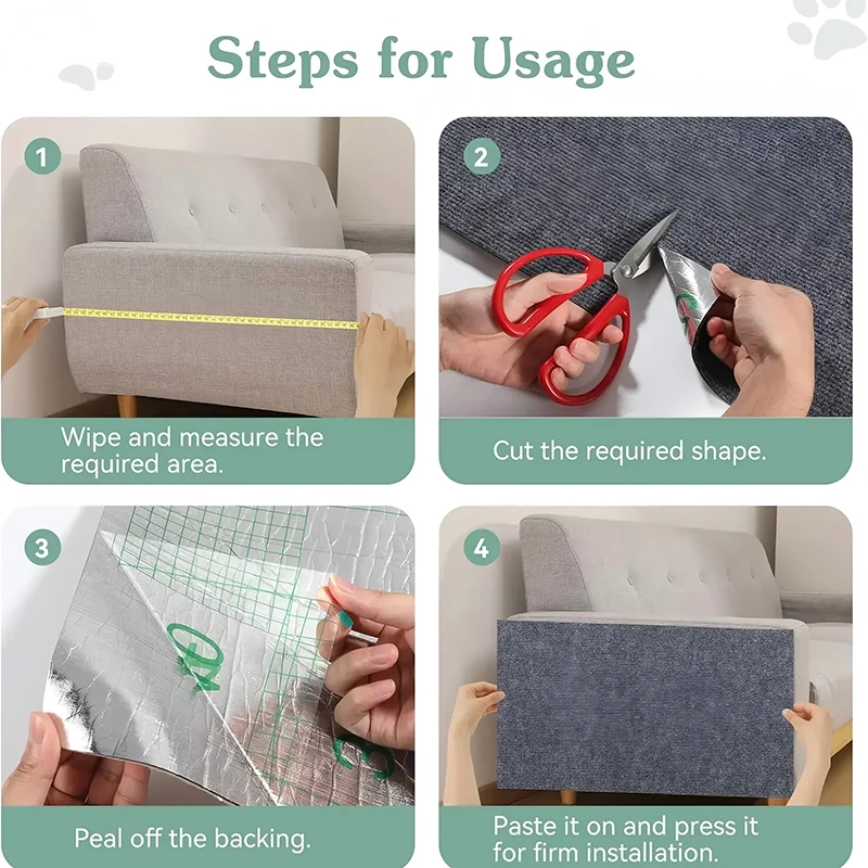 Wall Self-Adhesive Anti Cat Scratch Sofa DIY Cats Scratch Protection Paws Sharpen Trimmable  Carpet Cats Scratch Board ﻿