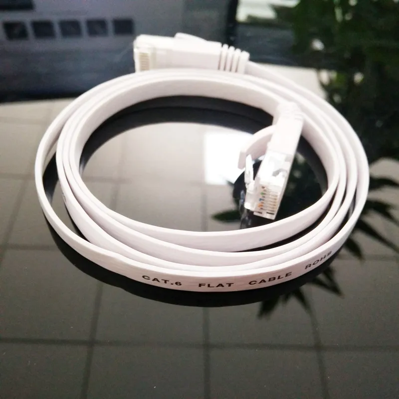 Cat 6 Ethernet Cable 1000M Network, Slim long Flat Internet LAN Patch Cord, Cat6 Solid High Speed weatherproof Cable for Router