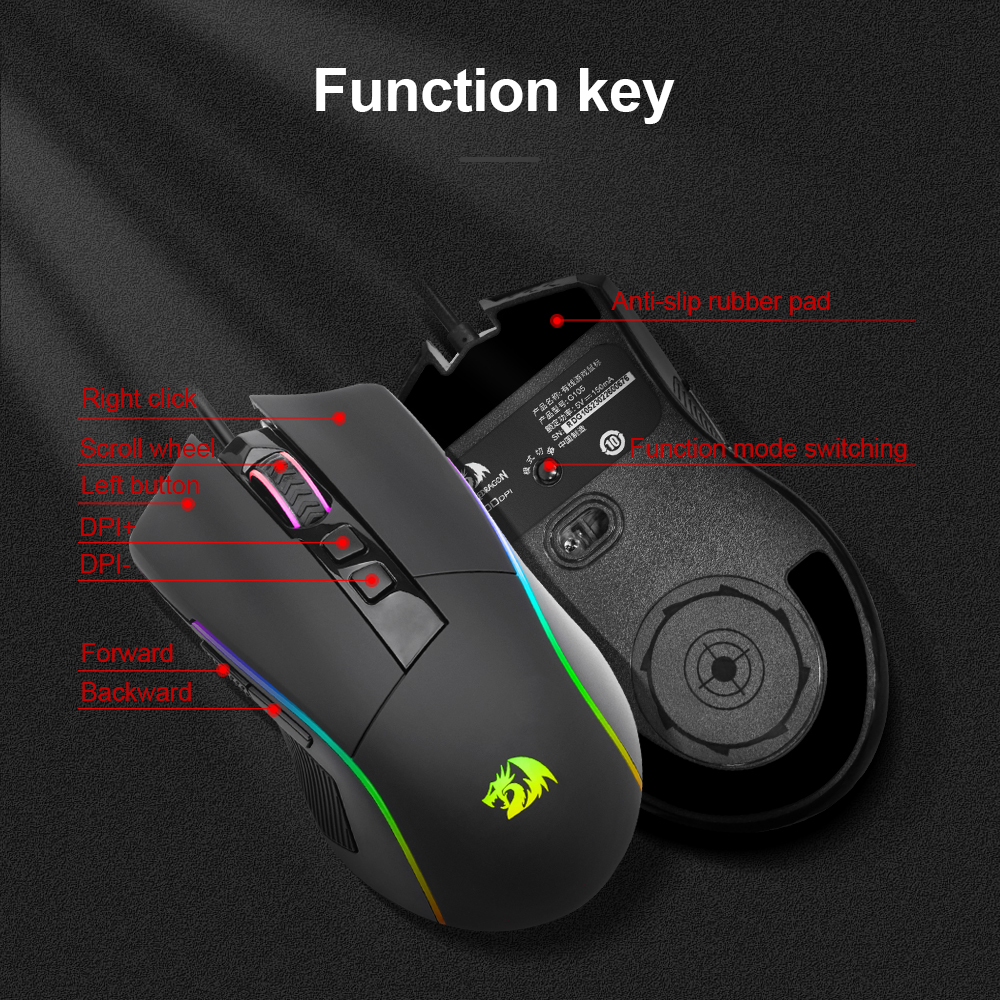 REDRAGON Lonewolf G105 RGB USB Wired Gaming Maus 8000 DPI 8 tasten mäuse Programmierbare ergonomische Für Computer Laptop PC Gamer