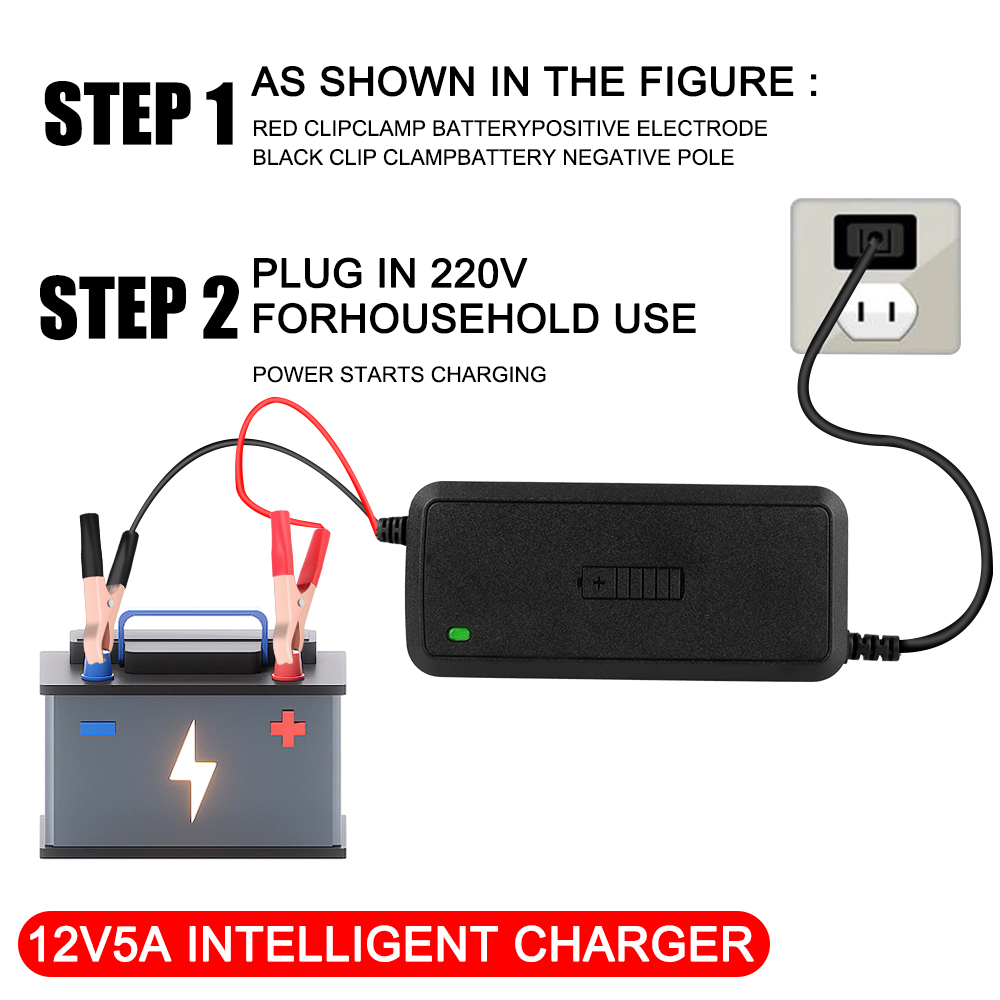 3 段階鉛酸 AGM ゲルバッテリー充電器全自動車のバッテリー充電器 12V 5A インテリジェント高速電力充電