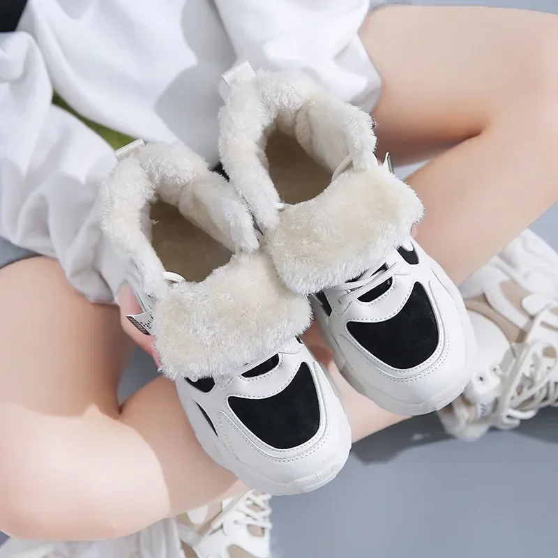 Zapatillas de deporte cálidas para Mujer, botas de nieve con plataforma, botines informales para Mujer, Zapatos de felpa, botas de algodón para Mujer 2023