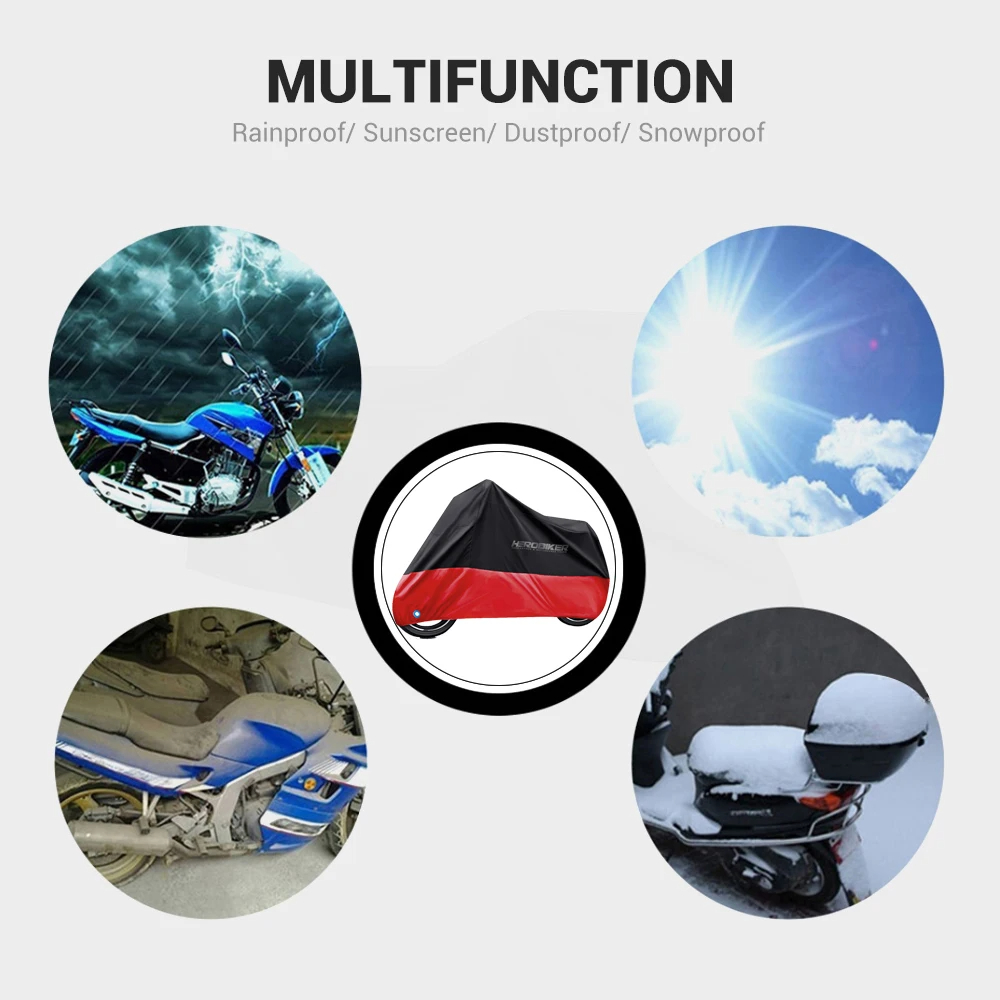 HEROBIKER Copertura per moto impermeabile per bici per tutte le stagioni Protezione UV antipolvere per esterni Moto Scooter Copertura antipioggia per moto Nuovo