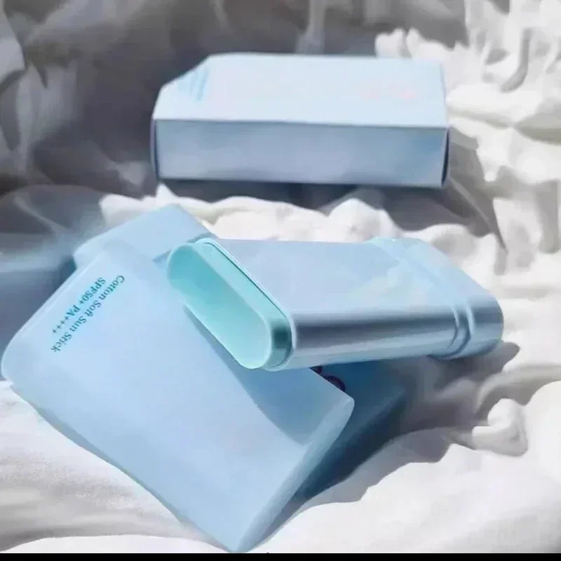 Barra de protección solar facial coreana, barra solar mate azul claro para piel suave y sedosa, barra de sol suave de algodón, textura acuosa, protección UV, nuevo