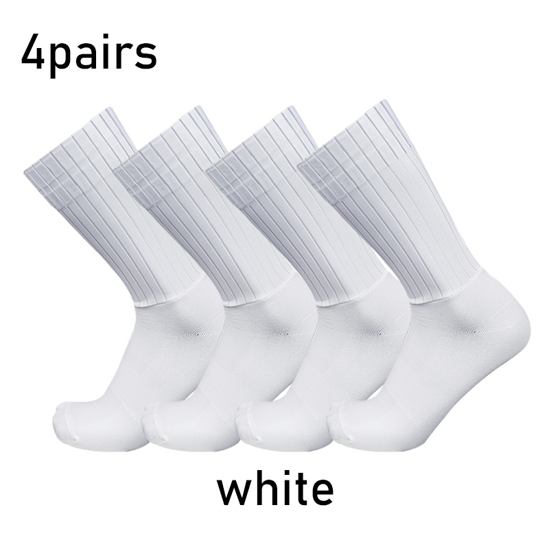 Calcetines de silicona antideslizantes para Ciclismo profesional, medias aerodinámicas de Color puro para verano, 4 pares por juego