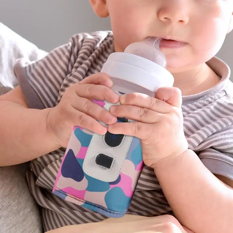 Bolsa calentadora de botellas de leche, calentador de botellas portátil USB, calentador de leche Digital, bolsa de botella de temperatura de 5 velocidades, protector de calor ajustable