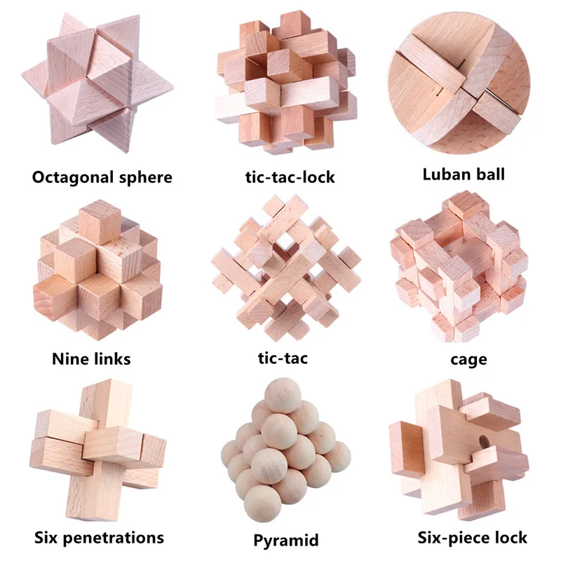 3D Jigsaw Puzzle Toy Lu Ban Kong Ming Lock Adult Social Game Brain Teaser Improving Memory Children's Educational Toys