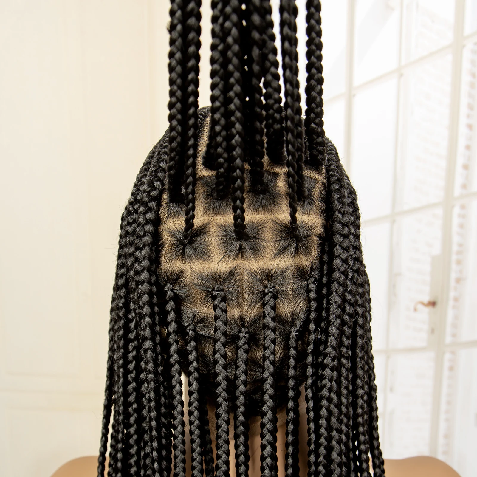 Perucas trançadas de cornrow de renda completa para mulheres negras feitas à mão peruca longa sintética trançada com cabelo de bebê perucas trançadas dianteiras de renda