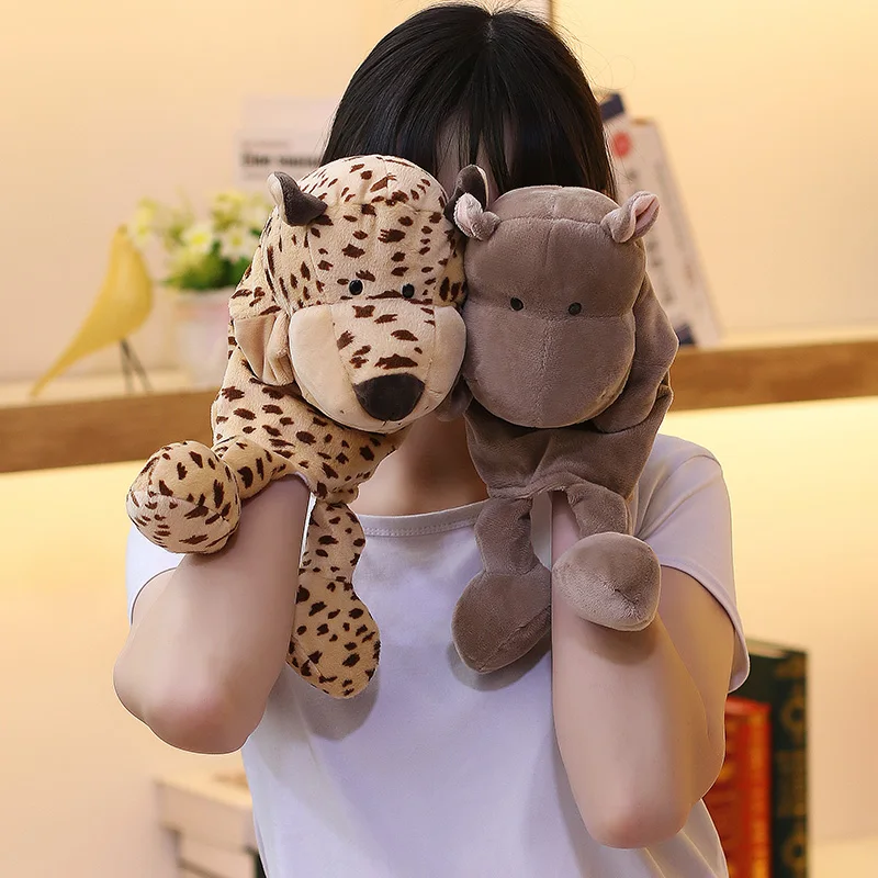 35 ซม.การ์ตูนสัตว์หุ่นมือเด็กเกมตุ๊กตาสิงโตช้างหมู Appease ของเล่นของขวัญวันเกิดสําหรับเด็ก