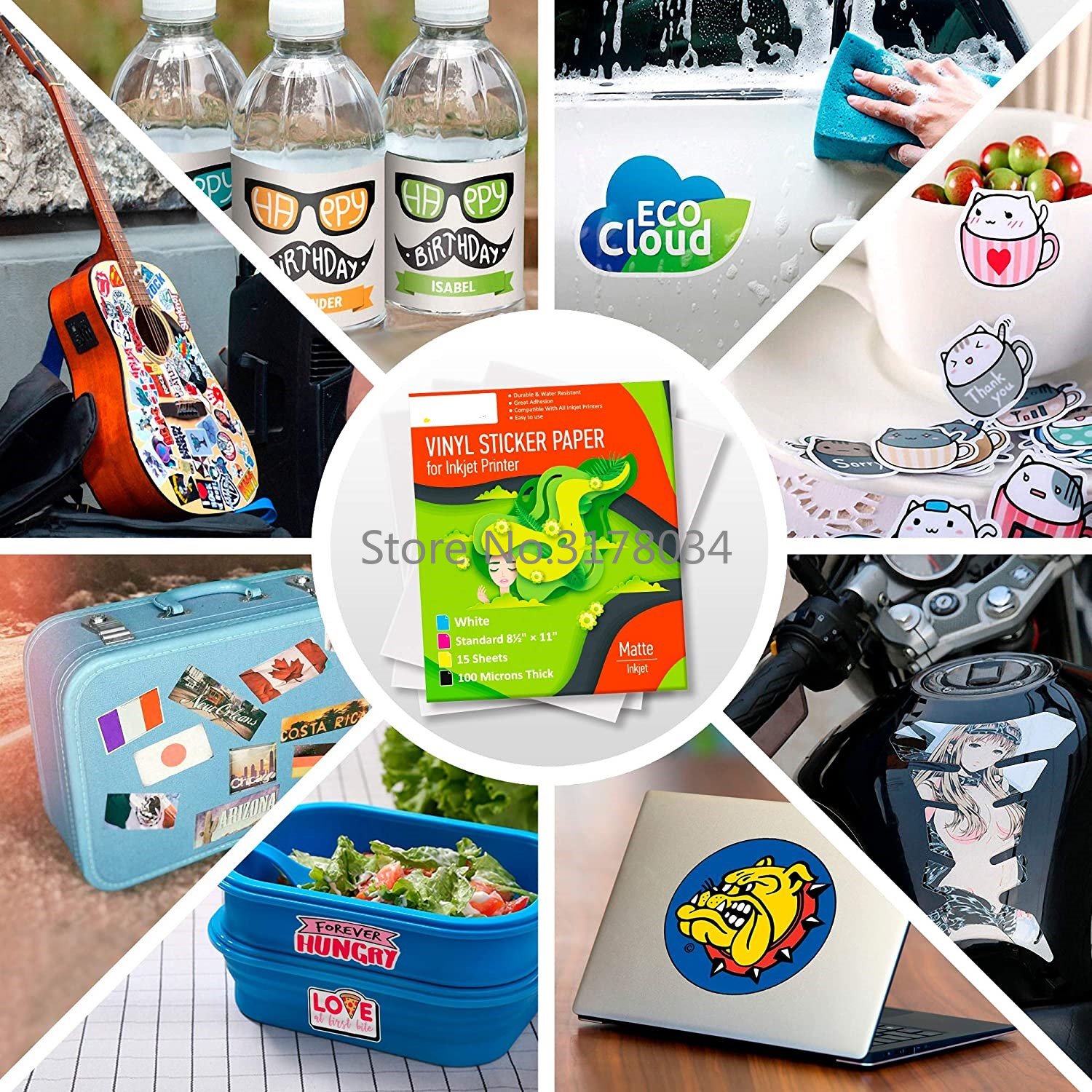 インクジェットプリンター用ビニールステッカーシート,防水粘着ラベル,マットホワイト,50枚a4枚