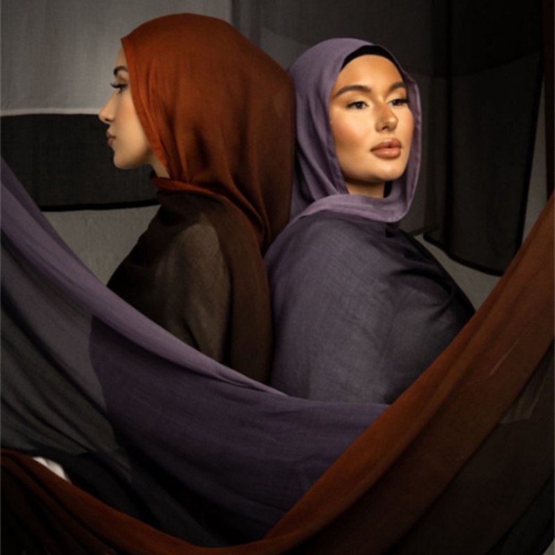 90*185cm tamanho grande feminino cor gradiente algodão rayon hijab cachecol senhora alta qualidade envolve xales muçulmano bandana lenços islâmicos