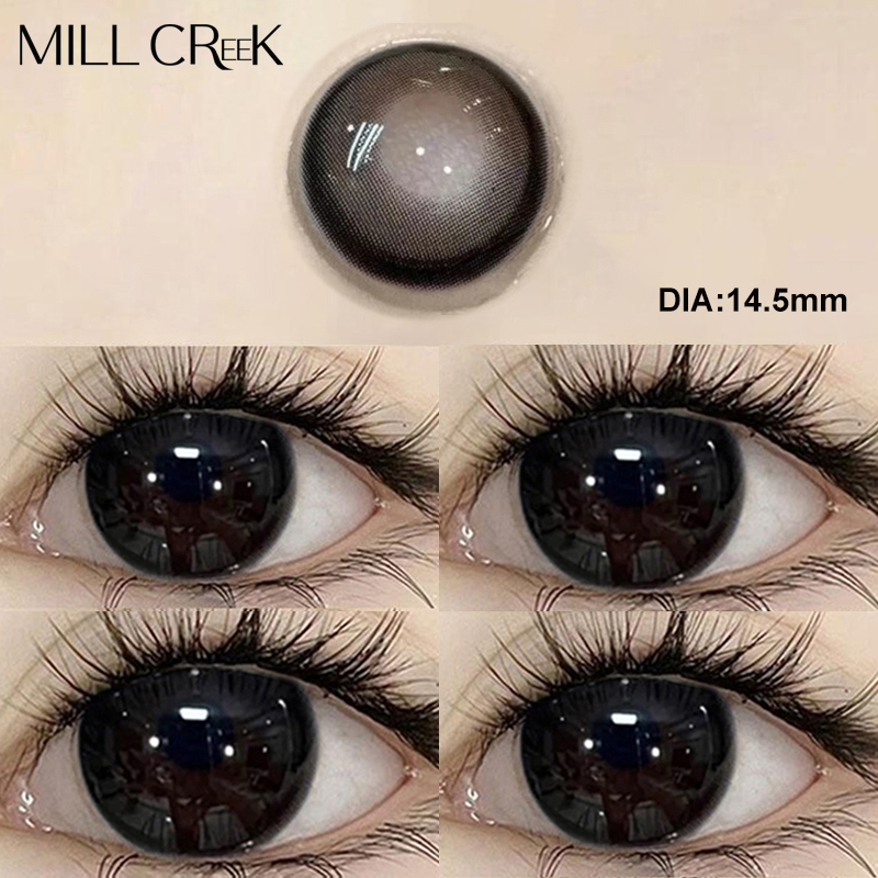 Lentes de contacto para miopía, ojos negros grandes, lentes de contacto cosméticas, hermosas lentes de contacto naturales de colores anuales para ojos, 2 unids/par