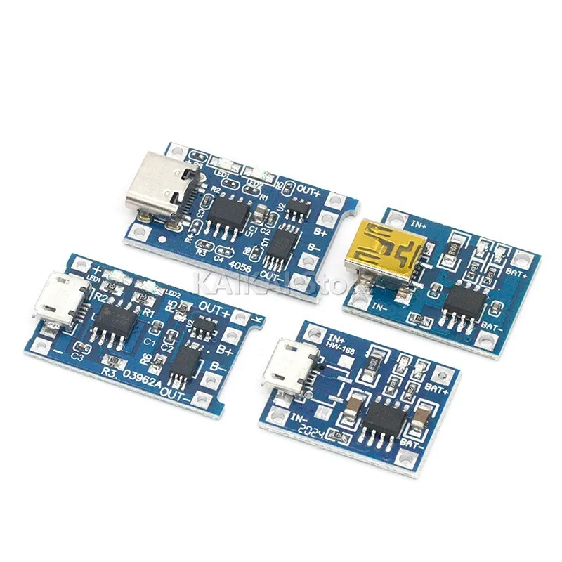 1PCS 5V 1A Micro USB 18650 type-c Lithium Battery Charging Board Charger Module+Protection Dual Functions TP4056 18650