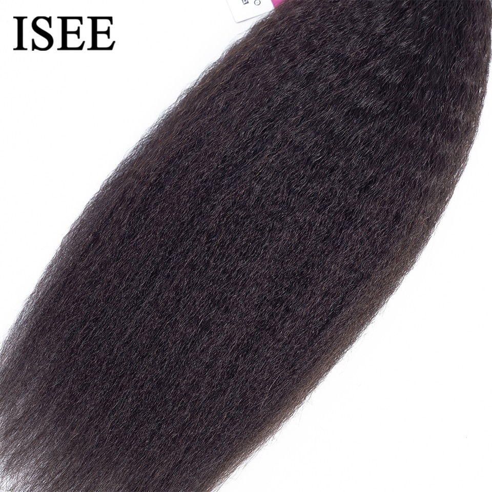 ISEE HAIR モンゴル変態ストレートバンドル 100% 人毛エクステンション 100% 1/3/4 バンドル取引レミーナチュラルヘアバンドル