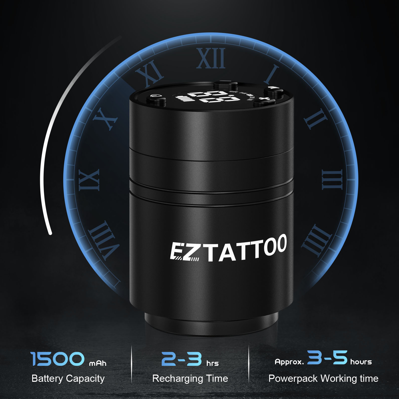 EZ Caster – Machine à tatouer à cartouche sans fil, stylo à batterie rotative avec bloc d'alimentation Portable, affichage numérique LED 1500mAh