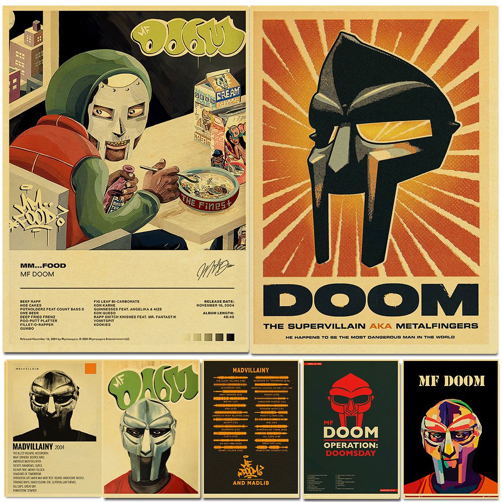 Póster Retro de MF Doom Madlib, pintura de Hip Hop, álbum de música de Rap, imagen de estrella, arte de pared para decoración del hogar y la sala de estar
