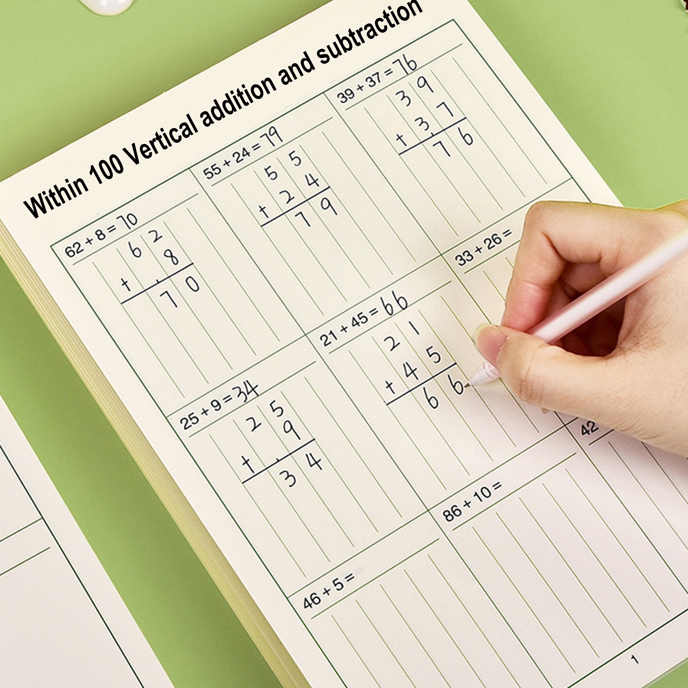 2 boeken/set verticale optellen en aftrekken oefenboeken binnen 100 - wiskundeoefenboeken
