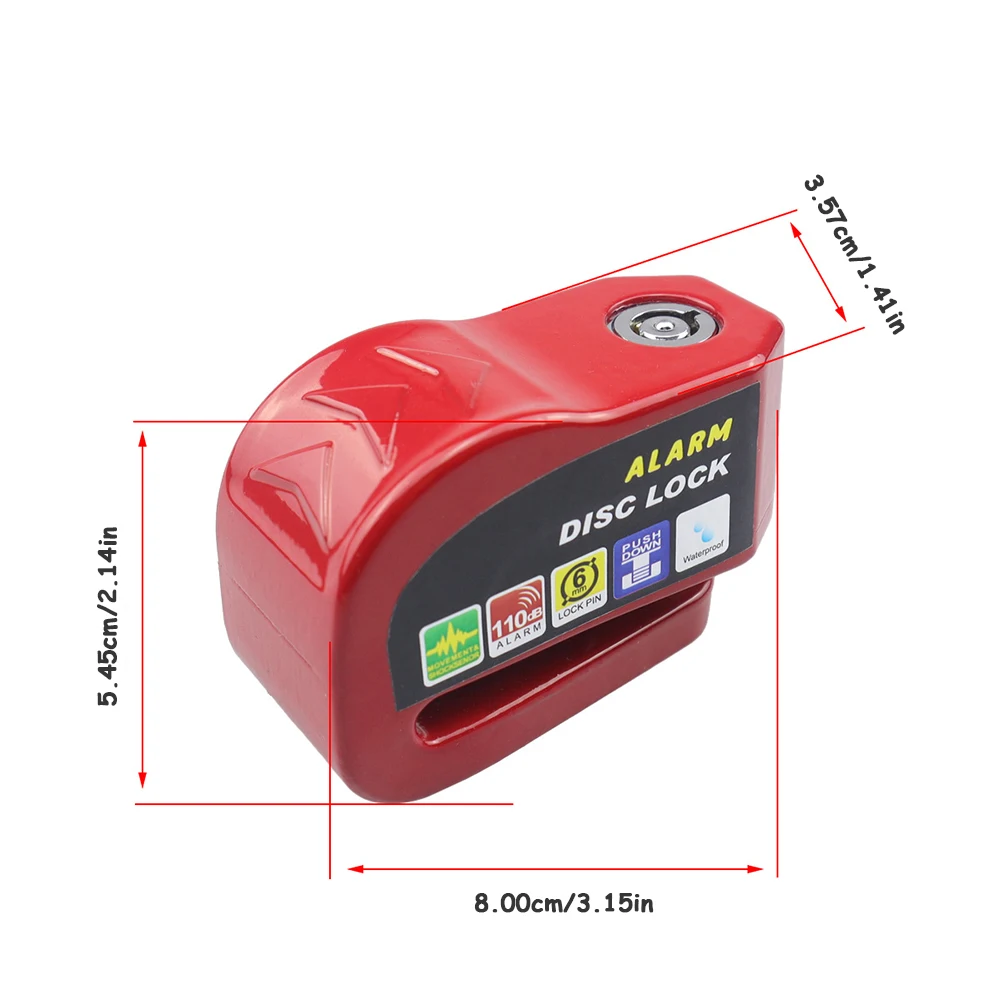 Motorcycle Bicycle Lock Alarm Safety Protection Padlock Disc Aluminum Alloy AntiTheft Reminder Rope Lock Bag MotorcycleAccessory