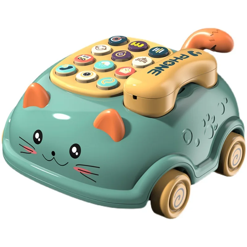 Brinquedo elétrico de contar histórias para bebês, modelo educacional de carro de telefone simulado para aprendizagem precoce com música leve
