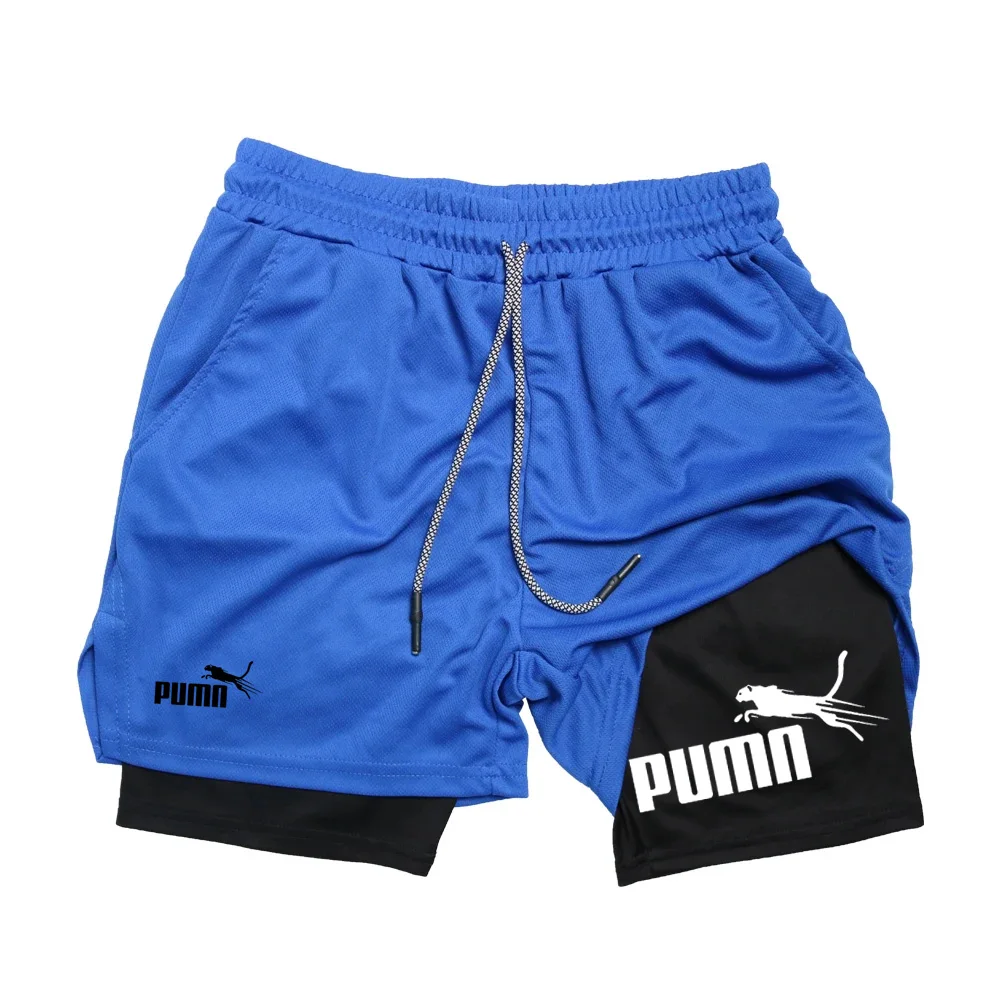Summer Breathable Two-in-one Double-layer Shorts Men's Elastic Compression Shorts Quick-drying Multi-functional Shorts M-3XL