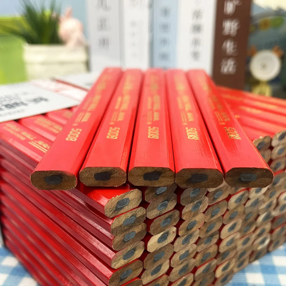 10 Stück Holzbearbeitungsstifte, spezielle Markierung von Arbeiten, spezieller Flachkopf-Stift, Holz, schwarz, achteckig, rot, quadratisch, Zeichnungslinien