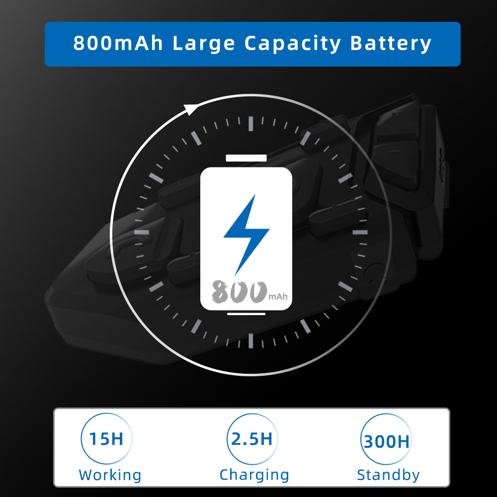 WAYXIN 6 Fahrer Helm Headset Motorrad Intercom Wasserdicht Bluetooth 5.0 DSP Rauschunterdrückung Kommunikation MP3 GPS 1200 m R6s