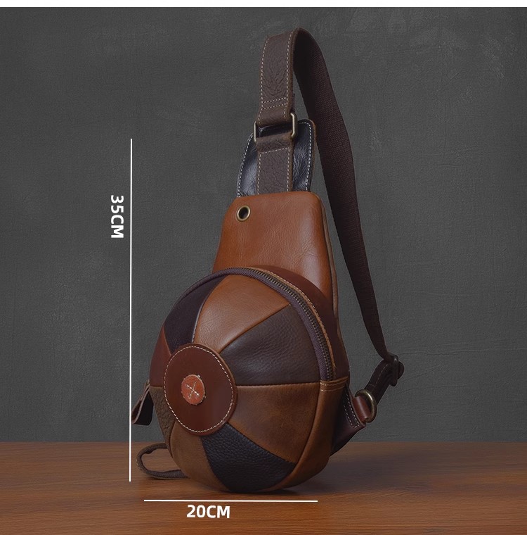 Нагрудная сумка из воловьей кожи в стиле ретро