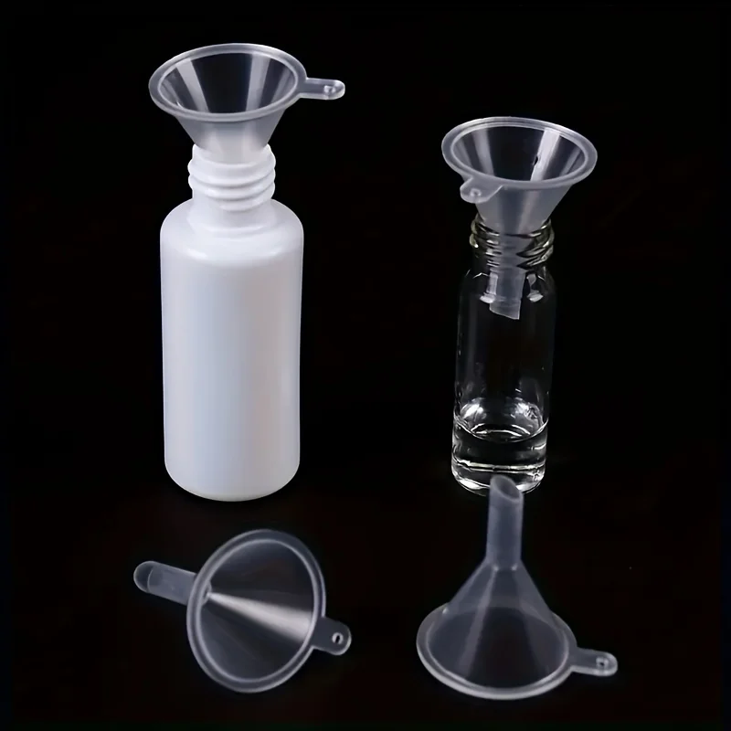 Mini funil plástico enchendo a garrafa vazia, Ferramenta de embalagem para viagens, Mini pequenos funis para perfume líquido essencial, 3 5 10 Pcs
