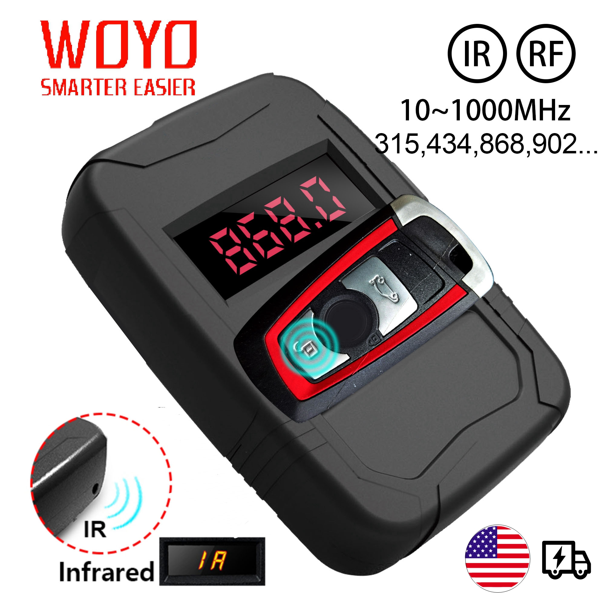 WOYO 10-1000 МГц частотомер цифровой Инструмент дистанционного управления, диагностика всех типо, радиосканер частотв (IR) инфракрасного (RF) радиочастотного тестера, 315,433,868,902, Инспекционные инструментые