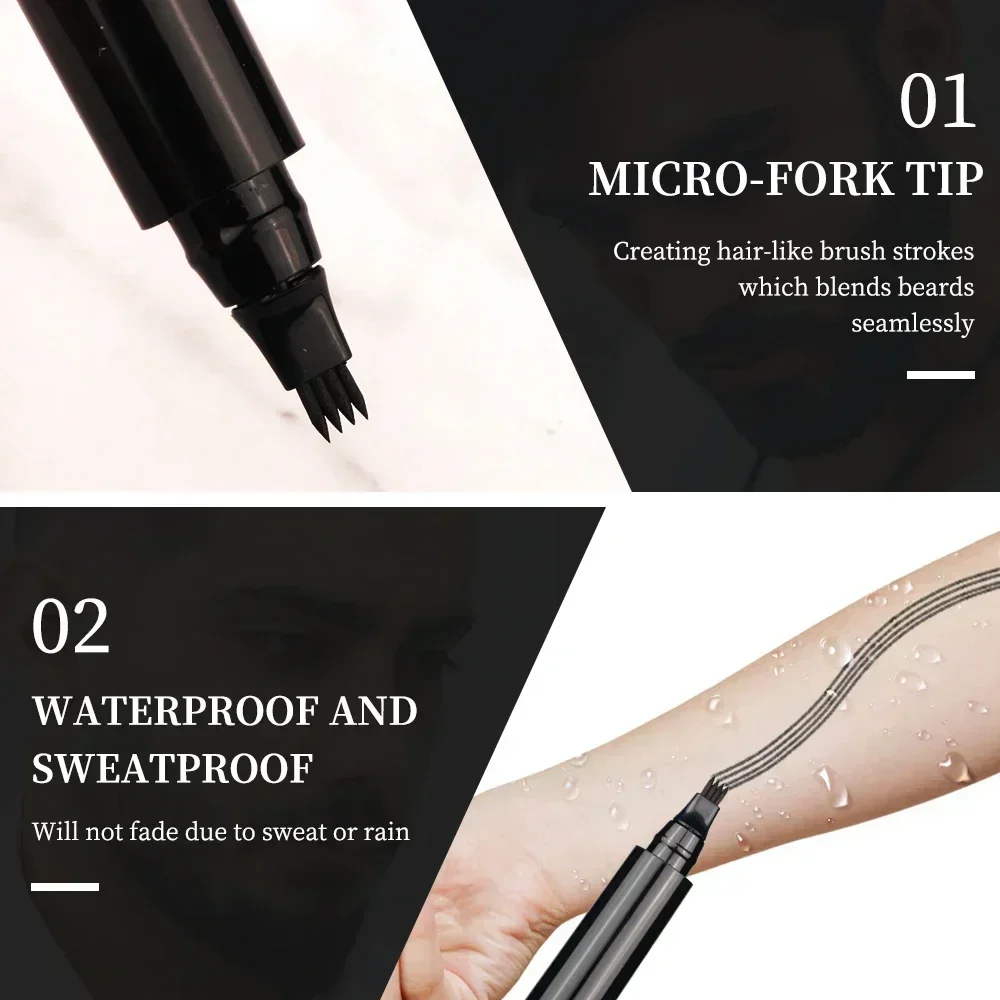 Baard Pen Filler Set Kapper Styling Potlood Met Borstel Natuurlijke Afwerking Bedekken Gezichtshaar Patches Tool Voor Mannen Cosmetische Styling