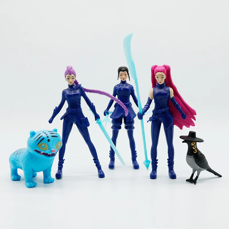 5 pçs/set Kpop Demon Hunters Action Figure Toy Derpys Tigre Rumi Mira Zoey Sussy Estatueta Boneca Para Fãs Presente