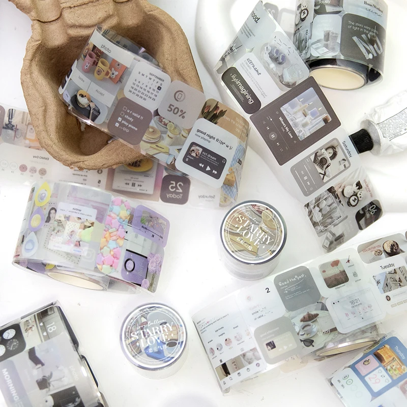 Card Lover 1 Roll [Love In The Starry Sky Series] Aesthetics Journal Masking Tape Waterproof Paper Washi Tape Material Scrapbook