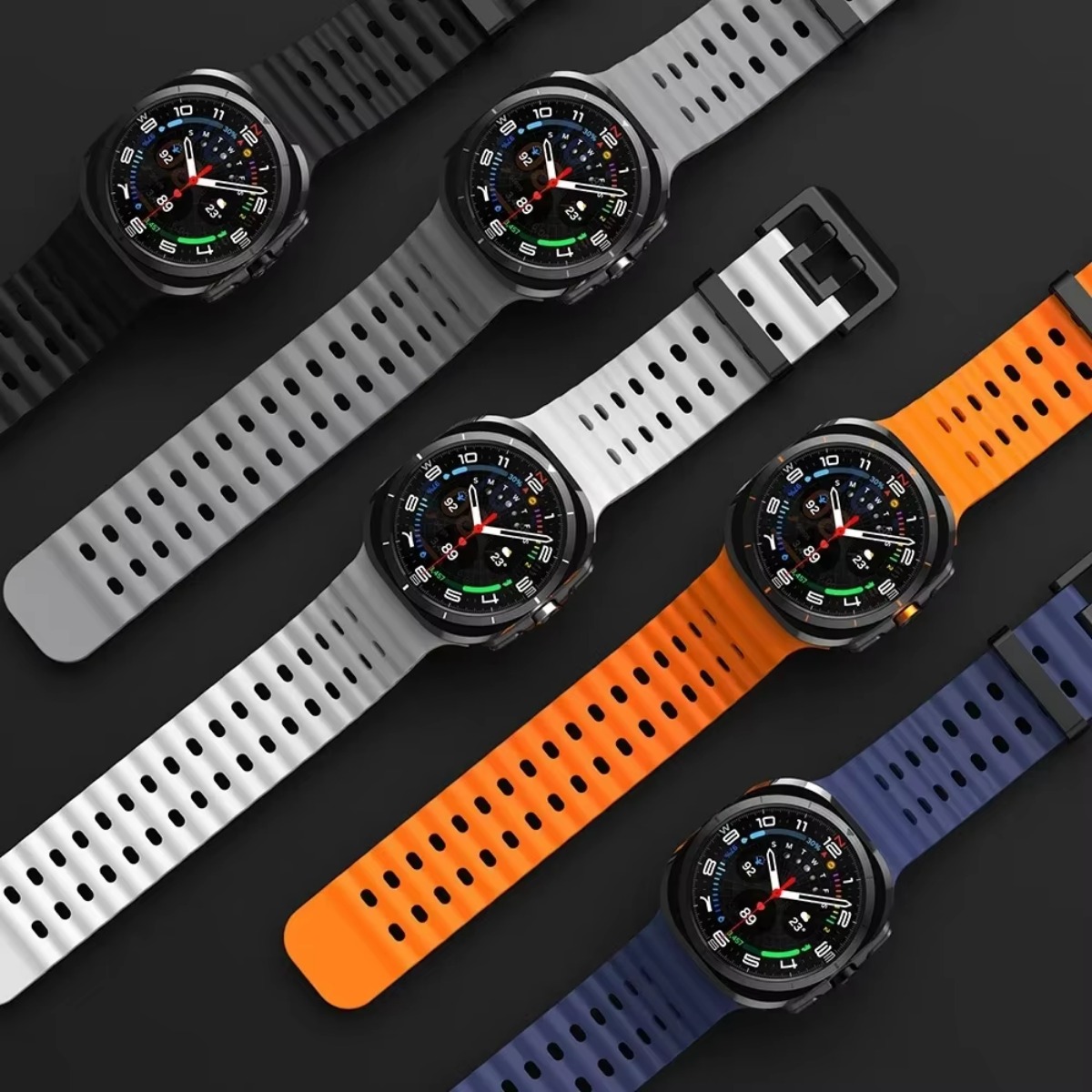 Nova pulseira de silicone marinho para samsung watch ultra 47mm pulseira sem lacunas esporte banda de dois tons para galaxy 7 ultra pulseiras