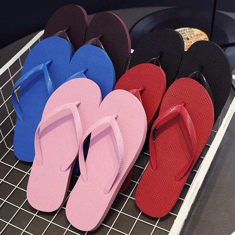 สีทึบลื่นคู่รองเท้าแตะผู้หญิงรองเท้าแตะชายหาดฤดูร้อนกลางแจ้งผู้หญิง Flip Flops รองเท้าแตะชายหาดระบายอากาศผู้หญิง