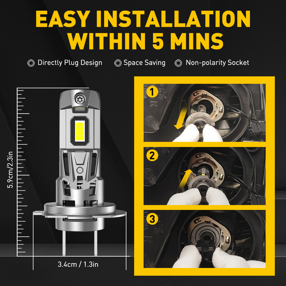 AUXITO 2 ชิ้น Mini H7 หลอดไฟ LED CANBUS 22000LM 120 วัตต์รถ Turbo ขับรถไฟหน้าข้อผิดพลาดฟรี 6500 พันสีขาว High Low Beam 12 โวลต์