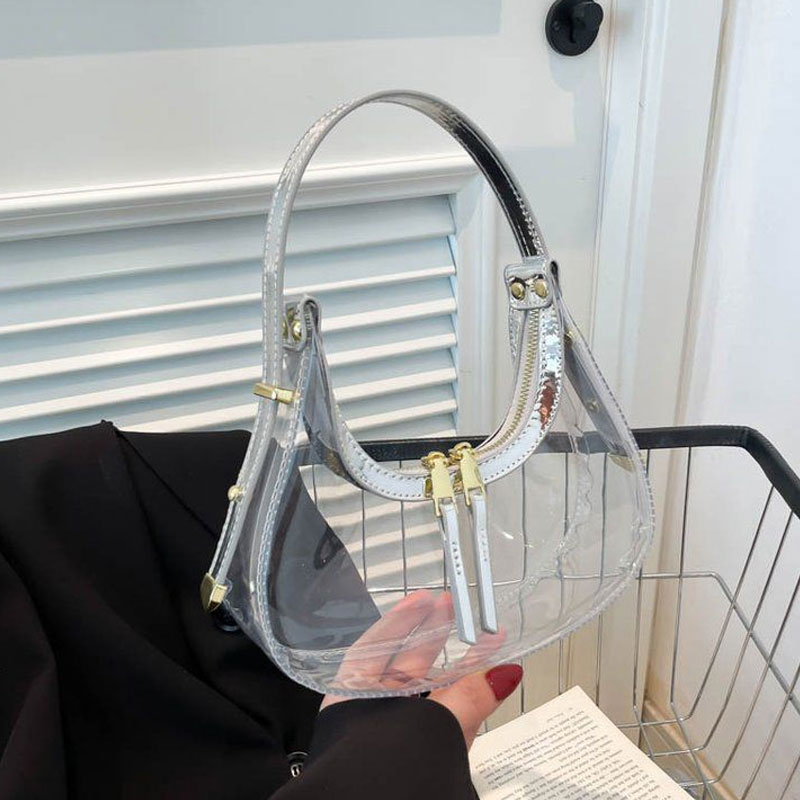 2025 verão avançado sensorial axilas saco para mulheres prata transparente geléia saco mini moda saco